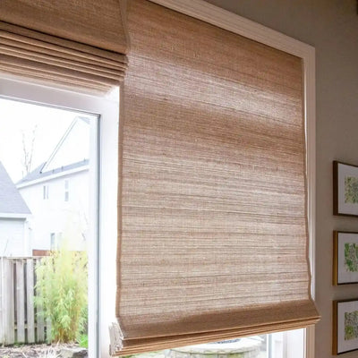 View Tailor Veyra Premium Custom Natural Woven Cordless Blackout Bamboo Shade Sandy Linen