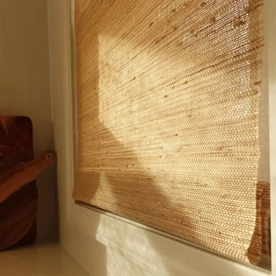 View Tailor Veyra Premium Custom Natural Woven Cordless Blackout Bamboo Shade Oat Grass