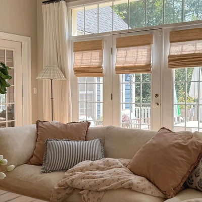 View Tailor Veyra Premium Custom Natural Woven Cordless Blackout Bamboo Shade Oat Grass