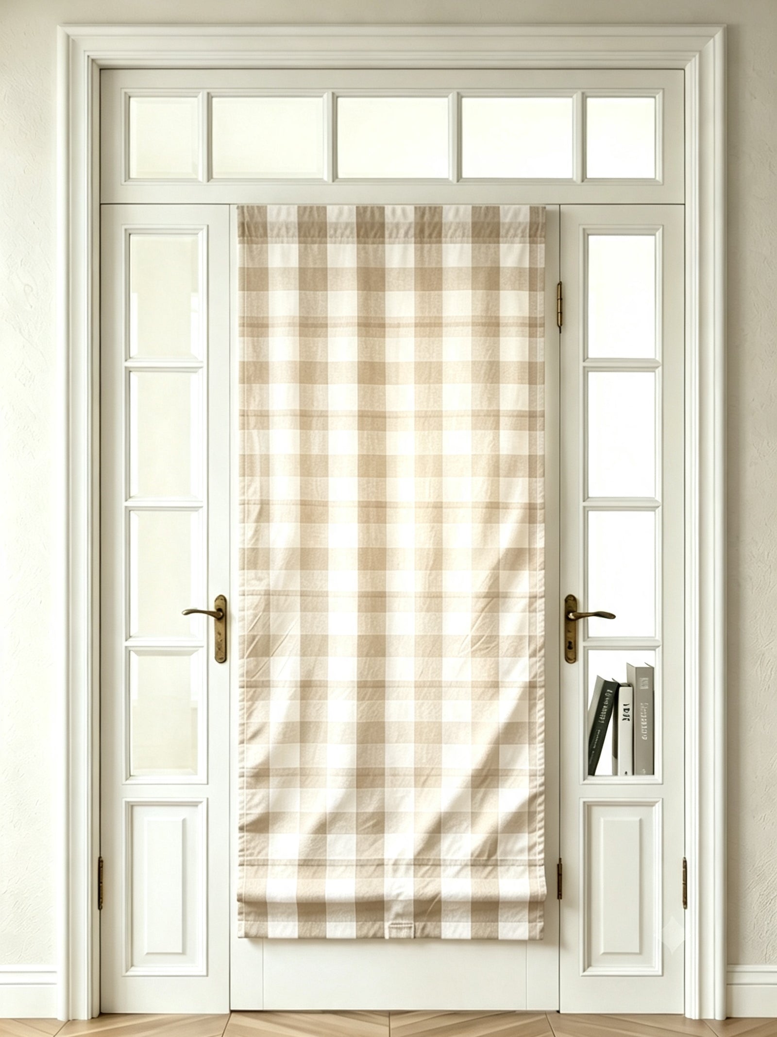 View Tailor Shoreline Blackout Cordless Cotton Roman Shade & Blinds for French Door