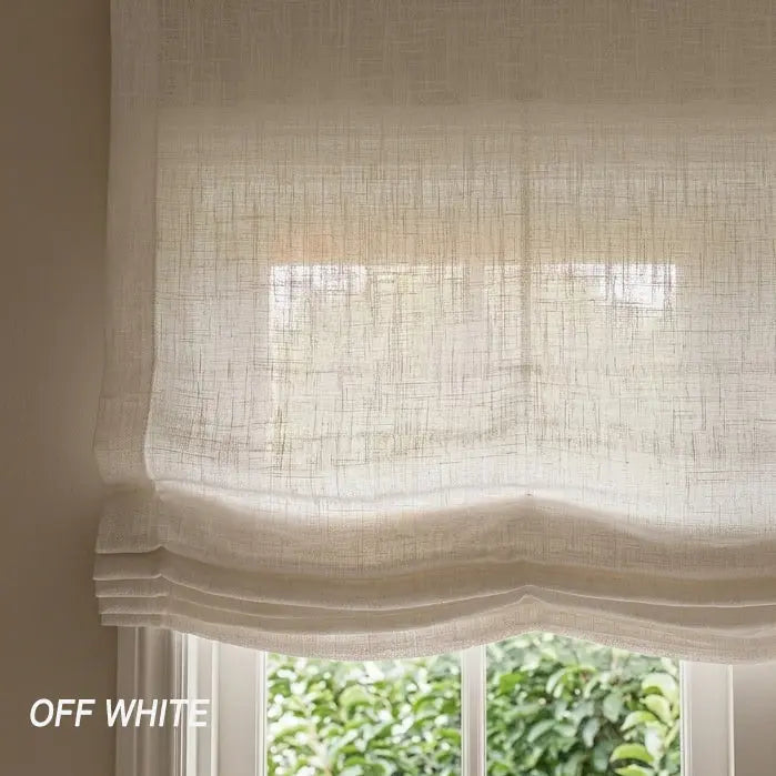 View Tailor Custom Bluebell Belgian Linen Roman Shade Relaxed Fold