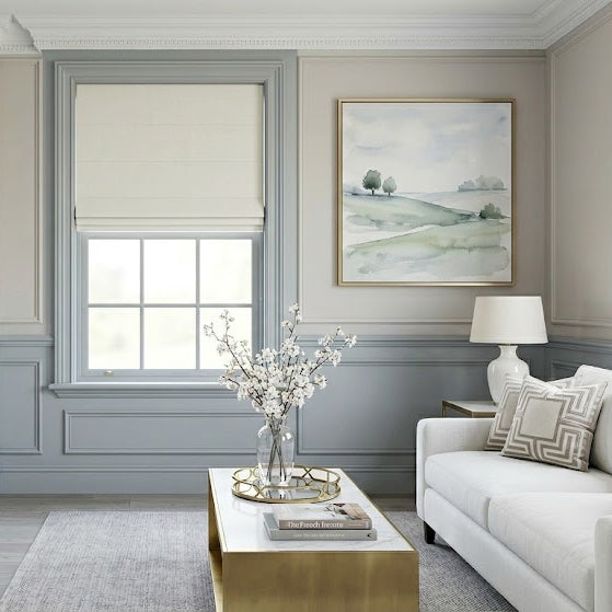 View Tailor Bluebell Belgian Linen Roman Shade Flat Fold