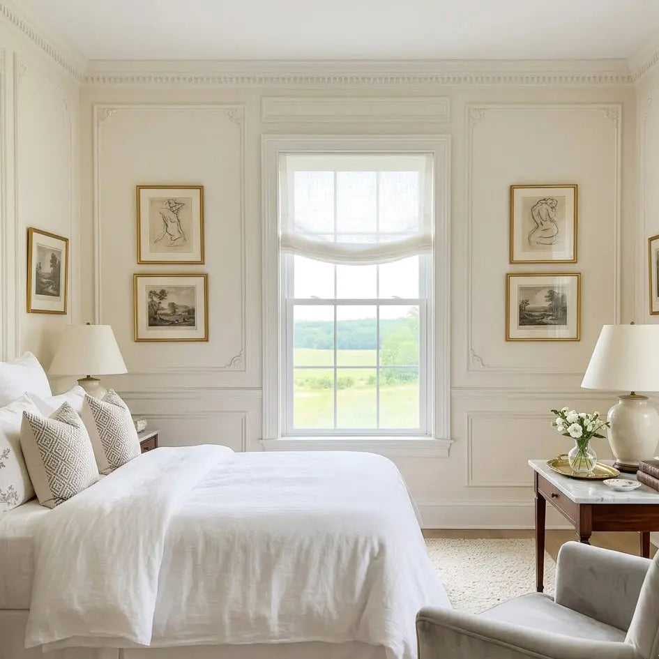 View Tailor Custom Bluebell Belgian Linen Roman Shade Relaxed Fold