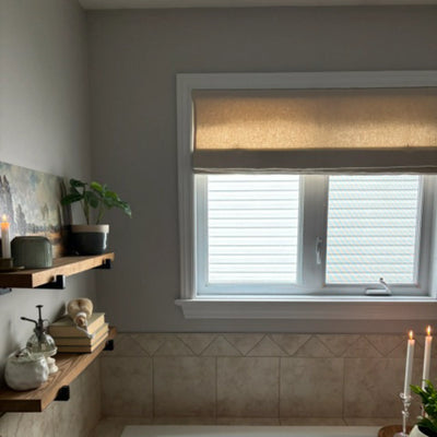 View Tailor Bluebell Belgian Linen Roman Shade Flat Fold