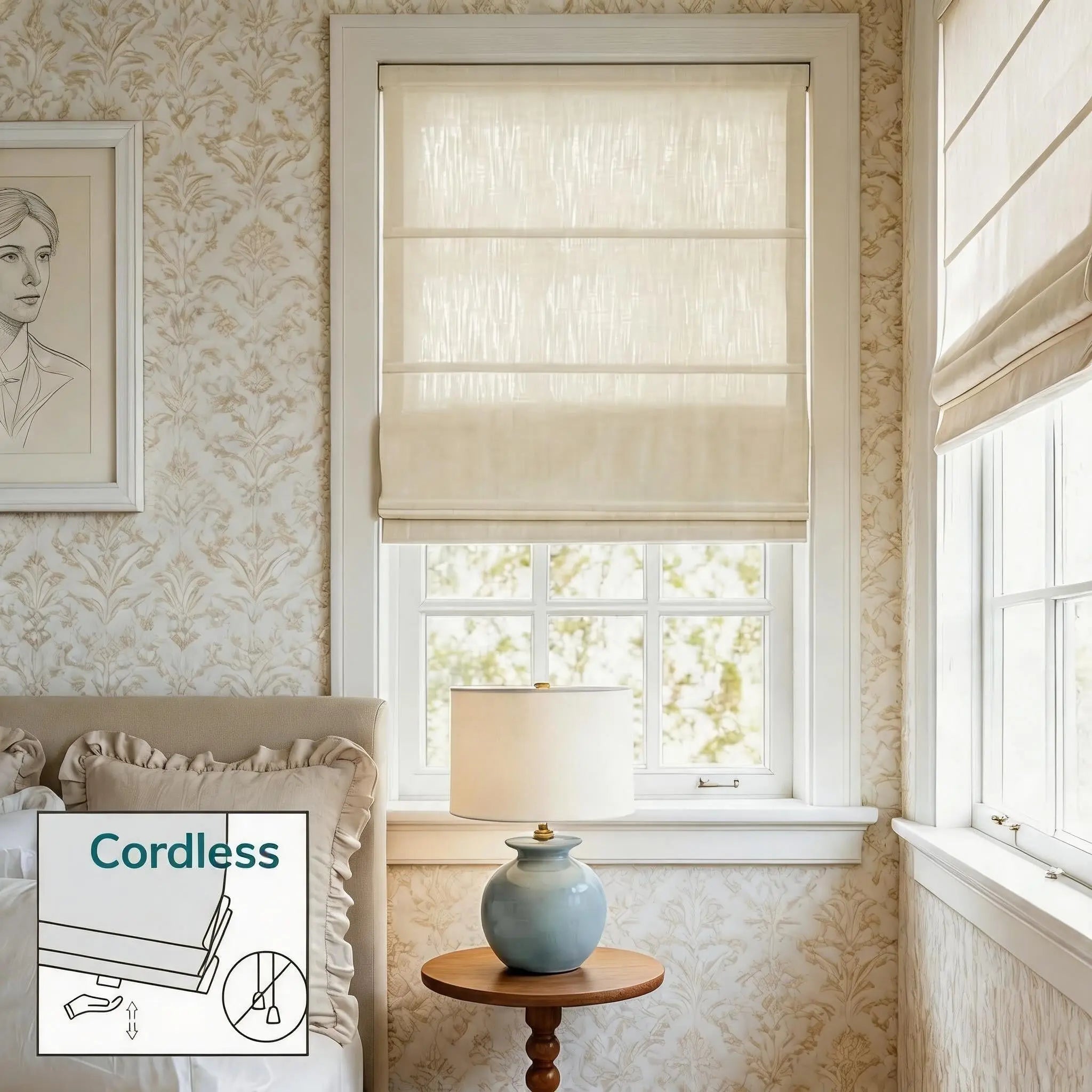 View Tailor Custom Breeze Cordless Linen Blend Roman Shade