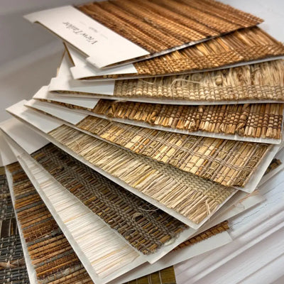 View Tailor Custom Cordless Bamboo Woven Roman Shade Swatches Kits 10 Colors -Hush