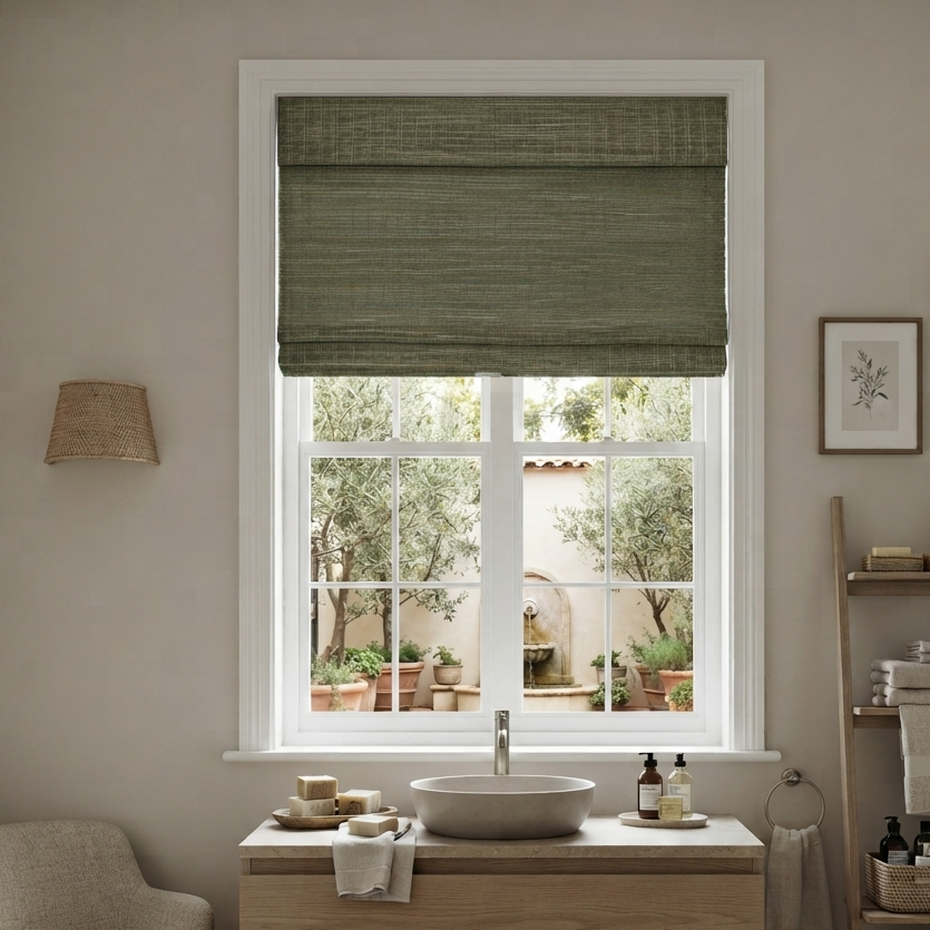 View Tailor Hush Cordless Blackout Mossveil Bamboo Shade