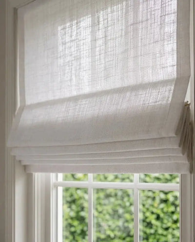 View Tailor Lemon Blackout No Drill Poly-Linen Roman Shade Plain Fold